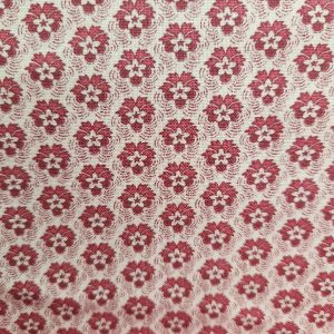 Tela fondo beige flores rojas