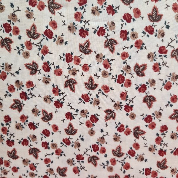 Tela beige flores burdeos