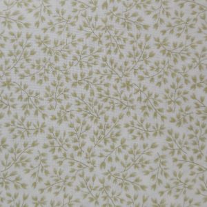 Tela beige hojas verdes