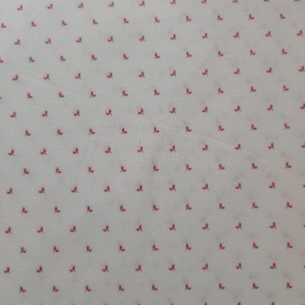 Tela beige florecitas coral