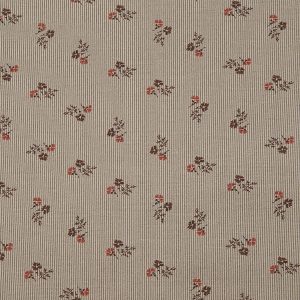 Tela beige rayas azules y florecitas