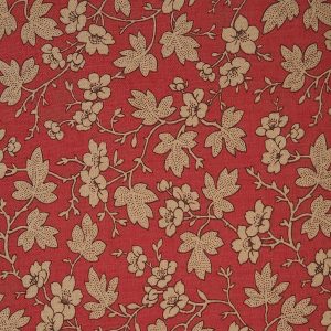 Tela roja hojas camel