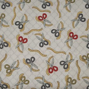 Tela beige tijeras colores