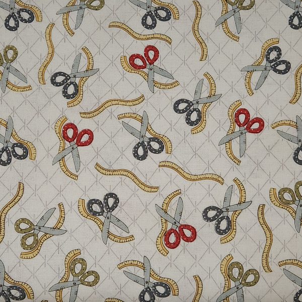 Tela beige tijeras colores