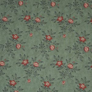 Tela verde flores coral