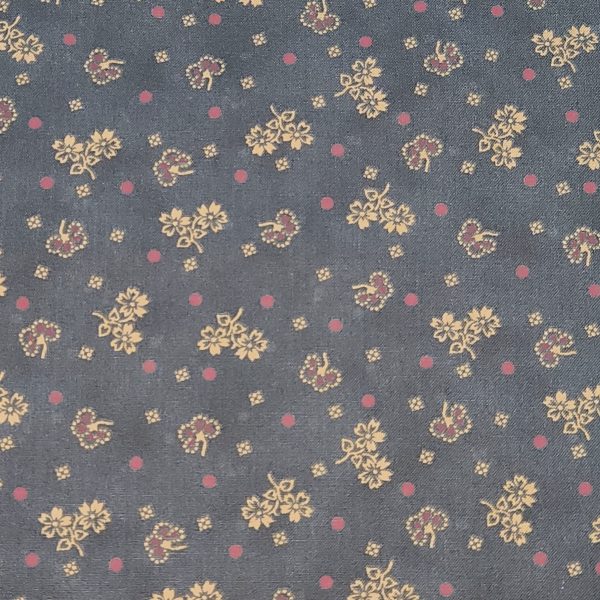 Tela azul florecitas beige