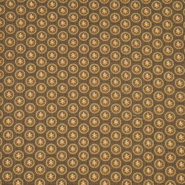 Tela verde circulo flores ocre