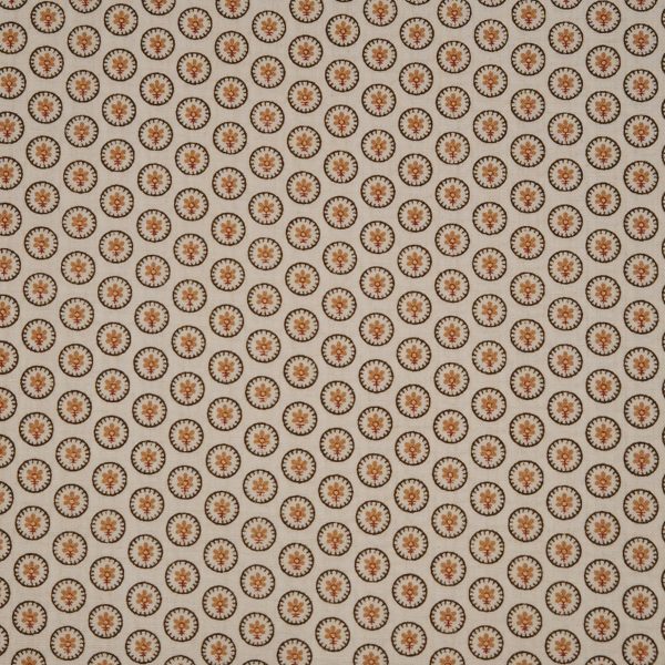 Tela beige circulo florecitas