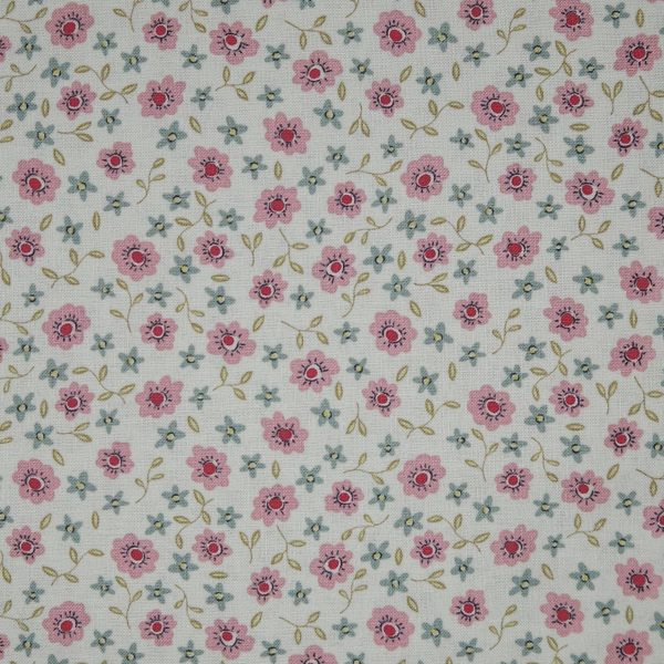 Tela beige flores rosas