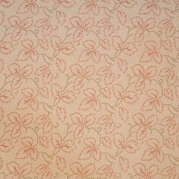 Tela beige hojas rosa