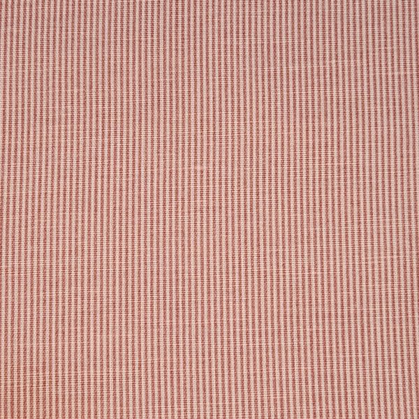 Tela rayas pequeñas rosa algodón-lino