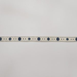 Cinta beige botones azul 1.5 cm
