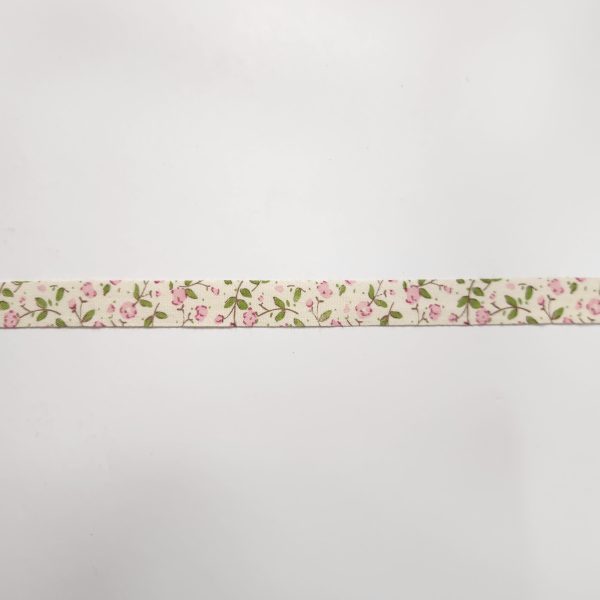 Cinta algodón flores rosas 1.5cm