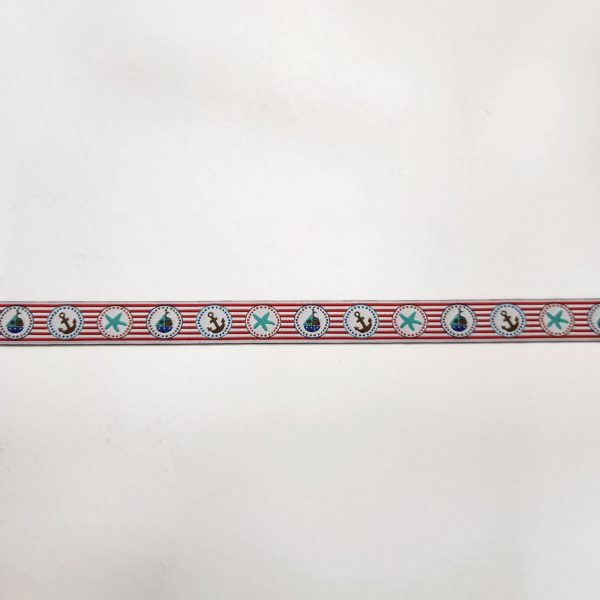 Cinta con motivos marineros roja 1.5 cm