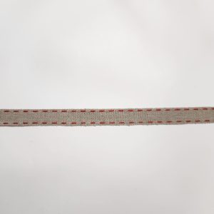 Cinta Rustica Lino pespunte rojo 1.5 cm.