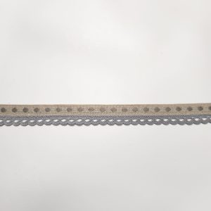 Cinta Rustica Lino-topos bolillo ondas gris 2cm.