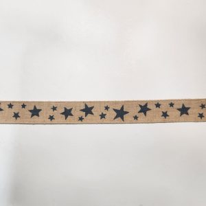 Cinta rustica beige con estrellas azules 2.5cm