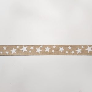 Cinta rustica beige con estrellas blancas 2.5cm