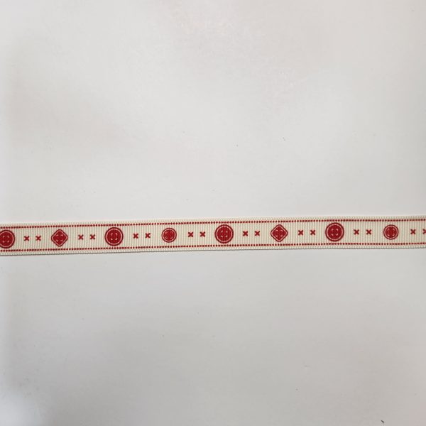Cinta beige botones rojo 1.5 cm