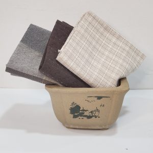 Pack 3 Fat Cuarters 50x55cm japonesas tonos marrones y beige.