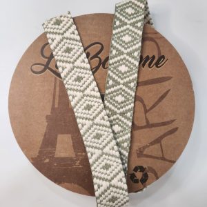 Cinta Mochila Rombos Verde y Beige 3.7cm.